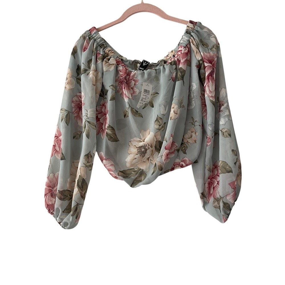 Windsor Sage Mint Sheer Off The Shoulder Top Small NWT